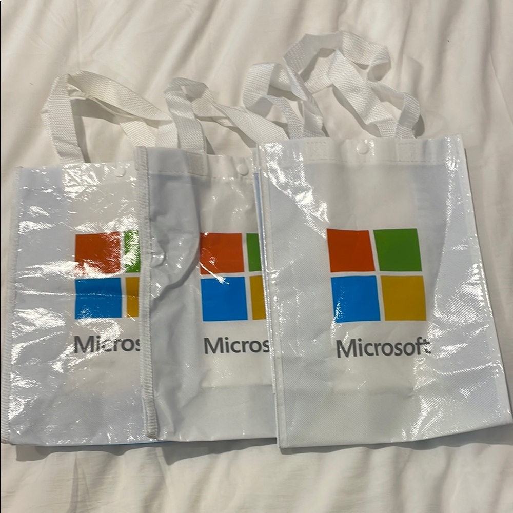 Microsoft Branded White Tote Bags